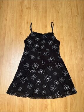 Wild Fable black mini dress with white floral print pattern